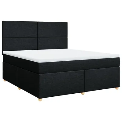 Image de Sommier à lattes de lit avec matelas Noir 180x200 cm Tissu