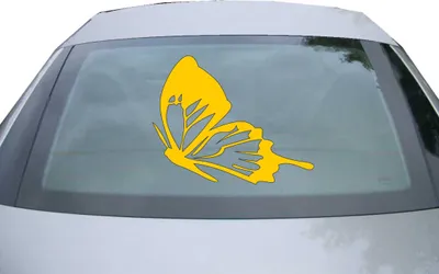 Produktbild von Indigos UG - Aufkleber Heckscheibe & Motorklappe DE2378 - gold - 600x480 mm - Schmetterling - Auto Scheiben Fenster Heckklappe Tuning Racing JDM - Die cut