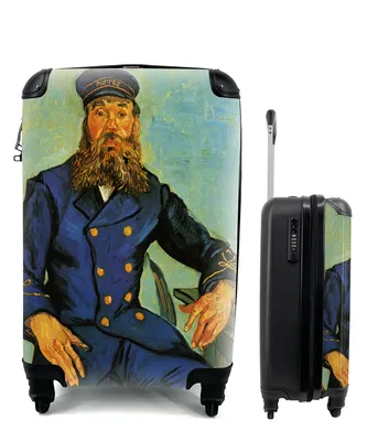 Produktbild von MuchoWow® Koffer Handgepäck Trolley Rollkoffer Kleine Reisekoffer mit 4 Rollen - Porträt von Joseph Roulin - Vincent van Gogh - Cabin Size < 55x40x23 cm & 55x40x20 cm - Fotokoffer - Kabinenkoffer - Boardgepäck - Reise-Box - Reisekoffer - Reisegepäck - Koffer mit Bild - Trolley für Kinder