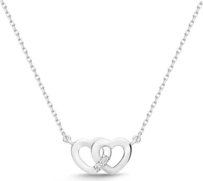 Produktbild von 585er Weißgold-Collier Herzen mit 2 Diamanten 0,02 ct.