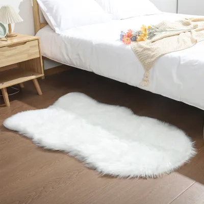 Produktbild von 120-130 cm Umělá kožešina ovčí kůže koberec z jehněčí kůže přírodní bílá Umělá kožešina koberec pohovka rohožka ložnice rohožka