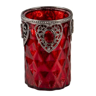 Produktbild von Clayre & Eef Teelichthalter Ø 9x14 cm Rot Glas