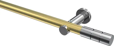 Produktbild von Interdeco Gardinenstange / Vorhangstange Messing-Optik / Chrom, Typ Platon Elanto (Rillenzylinder) ohne Ringe, 20 mm Ø 1-läufig, 200 cm