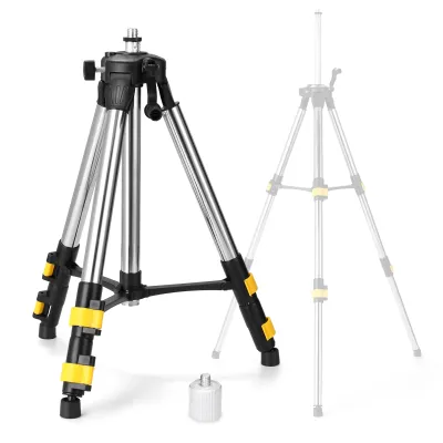 Produktbild von 1,2 m Verlaengerungsstange aus Edelstahl mit drei Hoeheneinstellungen, Stativstaender, Wasserwaagen-Laserebene mit 5/8 Zoll auf 1/4 Zoll Adapter