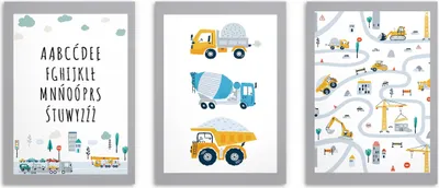 Produktbild von Posterset für Kinder Alphabet Autos Kinderbilder für Jungen 50x70