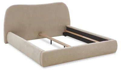 Gestoffeertes Bett 160x200 cm, beige, ohne Lattenrost & Matratze