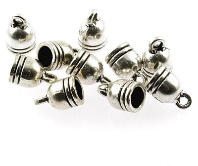 Produktbild von Vintageparts 10 Endkappen silber platiniert für 5 mm Bänder