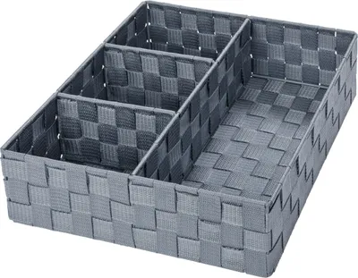 Produktbild von WENKO Organizer mit 4 Fächern Box Ablage 32 x 32 Bad Korb Schmuck Wäsche Socken