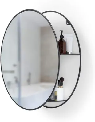 Produktbild von Cirko Spiegel mit Ablage, Badezimmerspiegel, Spiegelschrank, Schminkspiegel, Wandspiegel und Flurspiegel, Schwarz