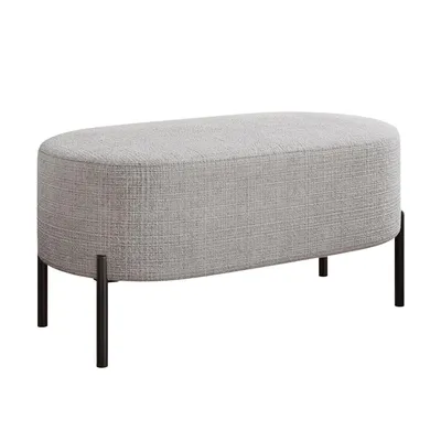 Zdjęcie produktu dla HEKIERT MEBLE Pufa tapicerowana Livia owalna 90x50 cm na metalowych nogach, jasnoszary, Obraz wygenerowany przez AI