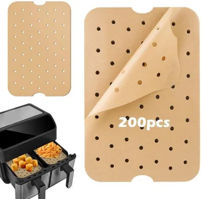 Produktbild von 200 Stück Luftfrittierpapier, quadratisch, perforiert, für Luftfrittiergerät, Stanzpapier für Luftfrittiergerät