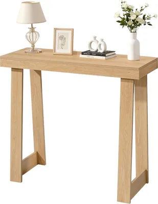 Obrázek produktu pro Konferenční stolek – stolek do předsíně, stolek do vstupní haly, stolek za pohovku – rozměry 91,5 x 30,5 x 81 cm – úzký – obdélníkový – vícevrstvá deska – moderní design – vzhled dřeva přírodní