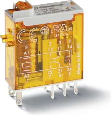 Obrázek produktu pro Miniaturní relé 2W 8A Spsp.24VDC - Spínací relé DC 24V 8A 46.52.9.024.0040