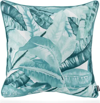 Produktbild von H.O.C.K. Amazonas Outdoor Kissen Blätter-Motiv mit Keder 50x50cm türkis