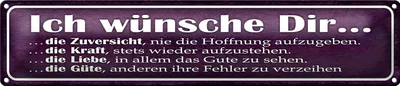 Produktbild von Blechschild Spruch 46x10cm ich wünsche dir Kraft Liebe Güte Dekoration