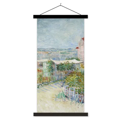 Produktbild von MuchoWow® Textilposter Montmartre: hinter der Mühle von Galette - Vincent van Gogh 60x120 cm mit schwarzem Rahmen - Magnete