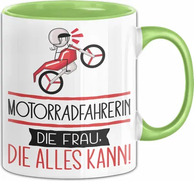Produktbild von Motorradfahrerin Geschenk Tasse Becher Die Frau Die Allen Kann Geschenkidee für eine Motorradfahrerin Lustig (Grün)
