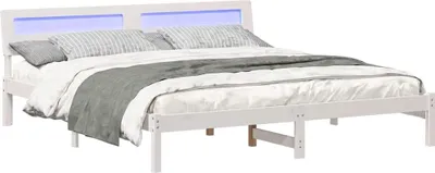 Obrázek produktu pro Rám postele s čelo Bílá 200 x 200 cm Masivní borové dřevo