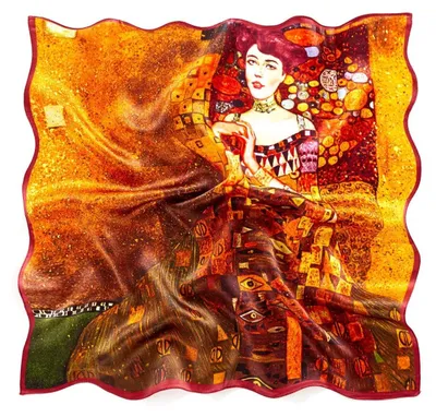 Productafbeelding van Lichte zijden sjaal voor dames - bandana met kunstprint