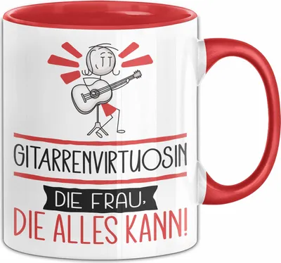 Produktbild von Gitarrenvirtuosin Geschenk Tasse Becher Die Frau Die Allen Kann Geschenkidee für eine Gitarrenvirtuosin Lustig (Rot)
