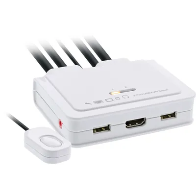 Produktbild von InLine KVM Switch, 2-fach, USB-C + HDMI zu HDMI, 4K, mit Audio, integr. Kabel, 3840 x 2160 Pixel, 4K Ultra HD
