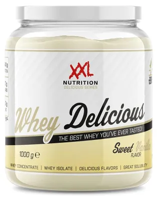 Produktbild von Whey Protein Pulver Eiweißpulver | XXL Nutrition Whey Delicious Süße Vanille 1000 g | Shake aus Isolat & Konzentrat für Muskelaufbau & Fitness
