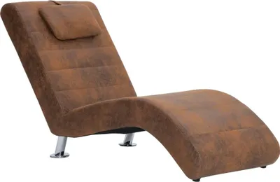 Obrázek produktu pro vidaXL Chaise Longue s polštářem Brown Suede Look