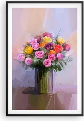 Produktbild von Gerahmtes Poster - Schwarzer Rahmen - Blumen Vase Grafiken - 61x91,5 cm - Wand Bild - Wanddeko - Wandbilder - Kunstposter - Wandposter - Bilderrahmen - Bilder - Kunstdruck - Wandbild - P2BPA61x91-4207