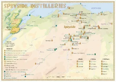 Produktbild von Whisky Distilleries Speyside - Tasting Map