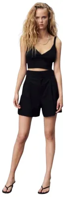 Produktbild von Zara Damen-Shorts schwarz elegant mit Leinen M