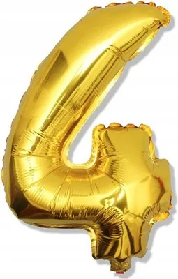 Productafbeelding van Gouden, grote, folieballon voor een verjaardag, in de vorm van het cijfer 4