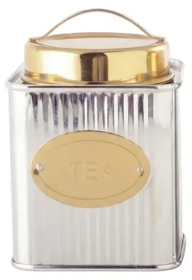 Produktbild von Silber-goldene Teedose, 10 x 10 x 10 cm