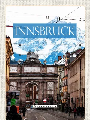 Produktbild von vianmo Holzschild 40x30 cm Innsbruck Österreich Aussicht Stadt Bildmotiv Reisemotiv Europa