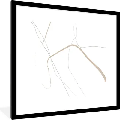 Produktbild von MuchoWow® Gerahmtes Poster Abstrakt - Minimalismus - Linienkunst 40x40 cm - Poster mit Schwarzem Bilderrahmen Wandposter Rahmen Foto Bilder - Poster - Plakat im Rahmen