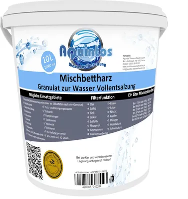 Produktbild von Mischbettharz Pure Resin PMB 101-3 10Liter Vollentsalzungsharz - Filtergranulat zur Wasservollentsalzung und Herstellung von VE Wasser 10 Liter (Eimer)