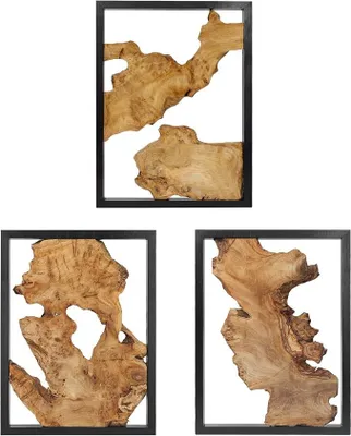 Imagen del producto de Decoración de pared moderna de madera, hecha de madera natural, elaborada a mano, con un encanto rústico ideal para su hogar, perfecta para el salón, el dormitorio, la cocina o la oficina