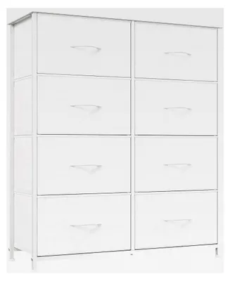 Produktbild von Kommode mit Stoffschubladen, Aufbewahrungsschrank für Schlafzimmer, Wohnzimmer und Flur, 8 Schubladen, Weiß