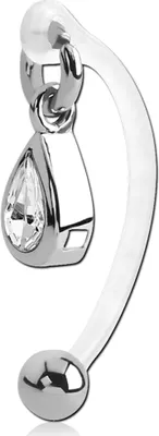Produktbild von viva-adorno Intimpiercing KVV Christina Bioflex Piercing Banane Kristall Tropfen Anhänger Bauchnabelpiercing Z550, klar