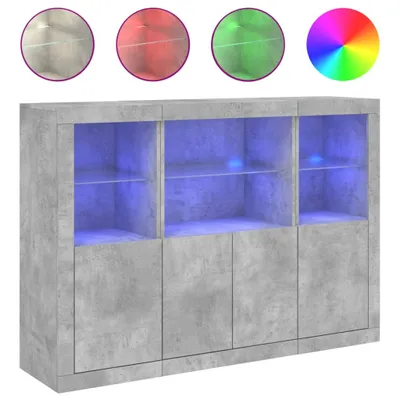 Produktbild von Sideboards mit LED-Leuchten 3 Stk. Betongrau Holzwerkstoff