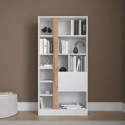 Produktbild von Lotus Bücherregal, Weiß & Atlantic Pine Elegant, Geräumig, Funktional