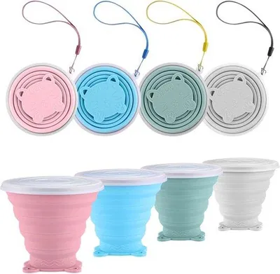 Produktbild von Silikonbecher, 4er-Pack, 250 ml, ideal für Picknick und Camping