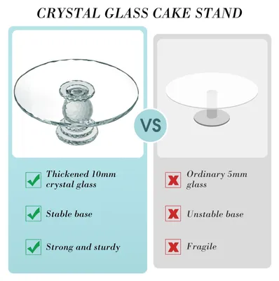 Immagine prodotto di Vassoio per torte Uten in vetro, vassoio per torte in cristallo trasparente, alzatina per torte con base, rotonda, ø 27 cm