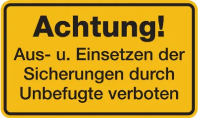 Produktbild von Dreifke® Hinweisschild, Aus- u. Einsetzen der Sicherungen..., 120 x 200 mm, F...