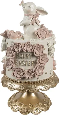 Immagine prodotto di Clayre & Eef Figura decorativa torta Ø 18x32 cm Bianco Rosa Plastica