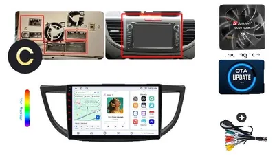 Productafbeelding van Autoradio, touchscreen, multimediaplayer, compatibel met Honda CR-V Mk4 (RM) 2011-2018, ingebouwde koelventilator, Android GPS-navigatie, model V7 (6GB-128GB) - C