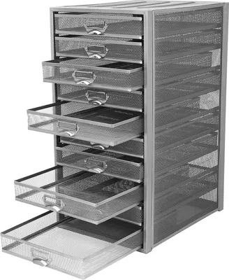 Produktbild von 10 Etagen Schreibtisch Organisator mit Schublade Silber Eisen