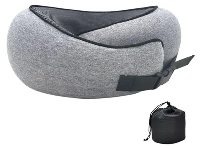 Imagen del producto de Almohada de viaje de espuma viscoelástica con soporte para el cuello, ergonómica, ajustable, ligera, ideal para viajes