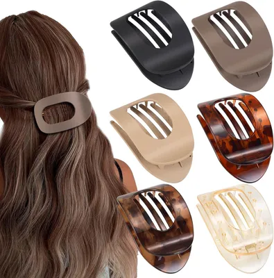 Imagen del producto de Pinzas para el cabello, planas, paquete de 6 unidades, con agarre antideslizante grande, aptas para cabello grueso y fino