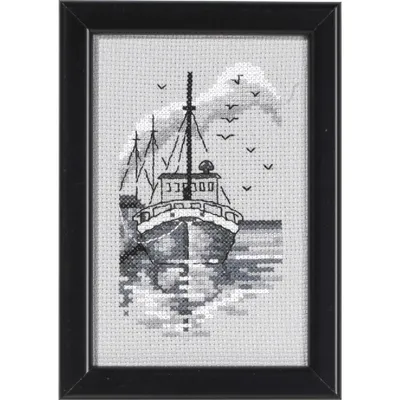 Produktbild von Permin Kreuzstich Stickpackung "Fischerboot", Zählmuster, 9,5x14,5cm, 13-8376