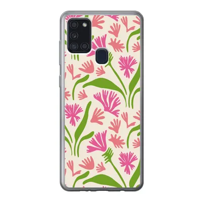 Produktbild von MuchoWow® Handyhülle Schutzhülle Hülle für Samsung Galaxy A21s Blume - Muster - Blatt Silikon Softcase Handy Hülle - Hartschale